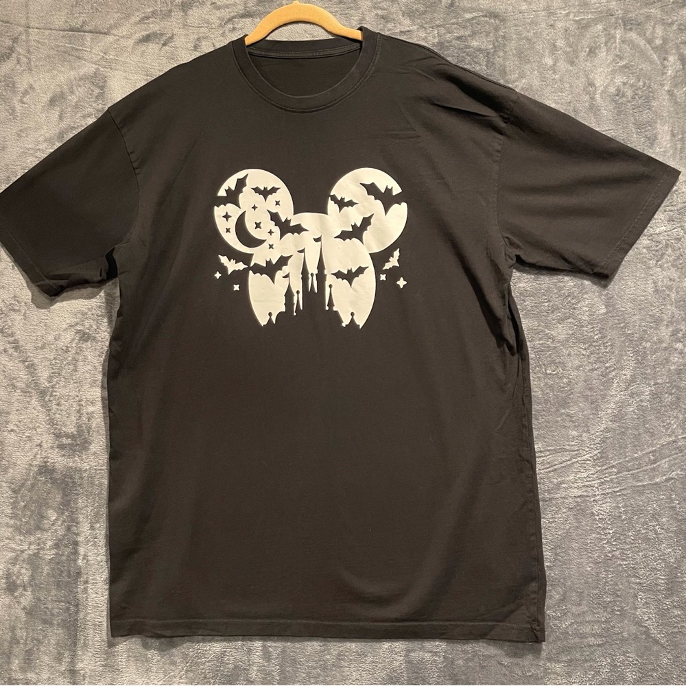 Black Graphic T-Shirt Mickey Mouse Halloween Men Size 2XL Black